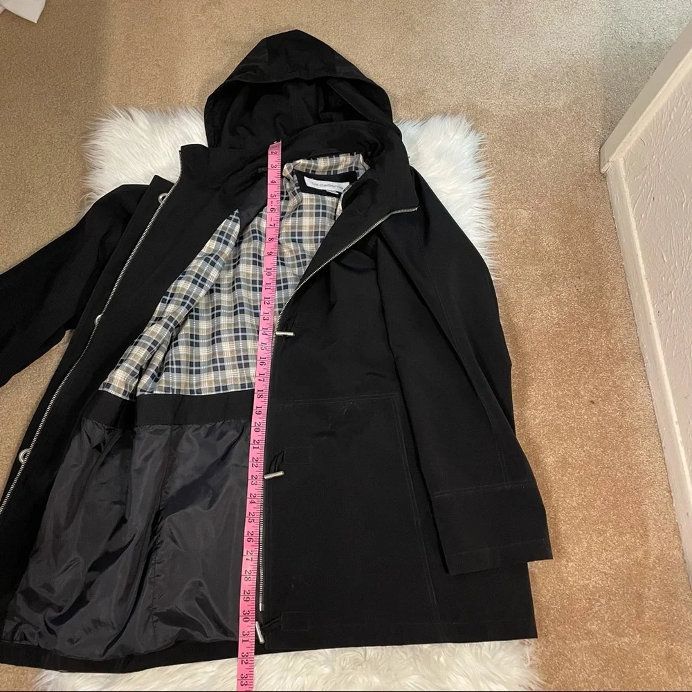Liz Claiborne Black Trench Coat w/Detachable Hood size medium